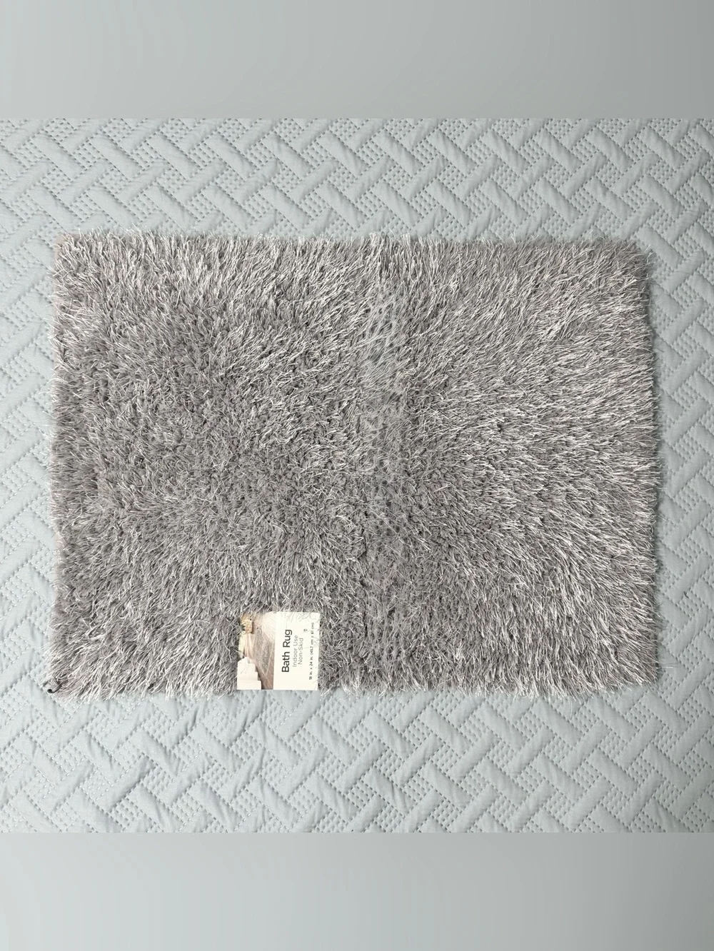 Nedia Home Shag Bath Rugs Non-Skid Microfiber Light Gray Set of Two 18 x 24 NWT